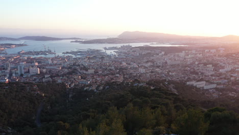 Toulon-military-port-french-naval-base-aerial-sunset-shot-Var-department
